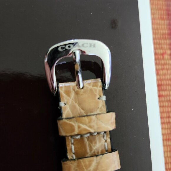 COACH (0241) Swiss Quartz Women's Stainless Tank Watch~Original Crocodile Band - Picture 3 of 14